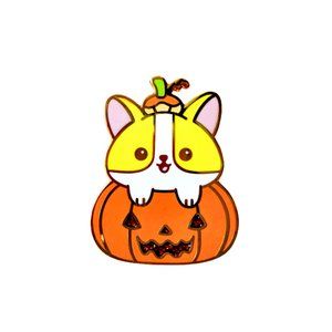 Kawaii Puppy Pumpkin Fall Halloween Enamel Pin